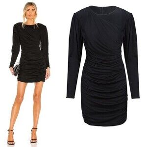 NEW Anine Bing Alaia Ruched Black Mini Cocktail Dress Size Large NWT